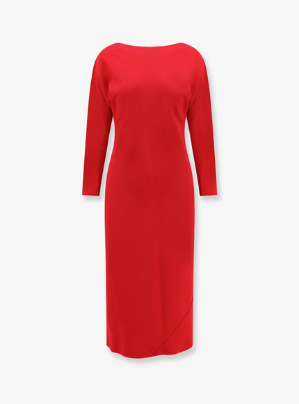Alberta Ferretti Cady Stretch Enver Satin Dress Rosso