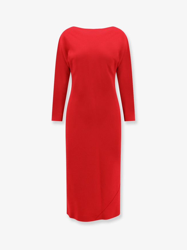 Alberta Ferretti Cady Stretch Enver Satin Dress Rosso