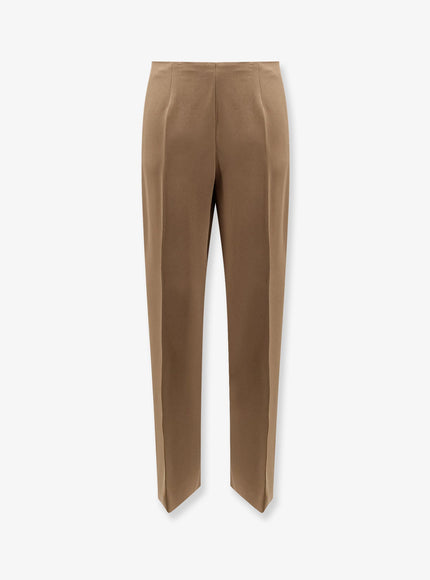 Alberta Ferretti Virgin Wool And Silk Trousers Marrone