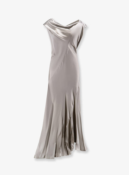 Alberta Ferretti Satin Long Dress Verde