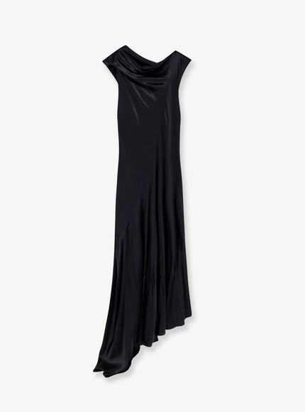 Alberta Ferretti Satin Long Dress Nero