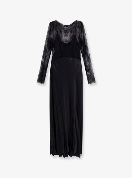 Alberta Ferretti Long Dress With Lace Insert Nero