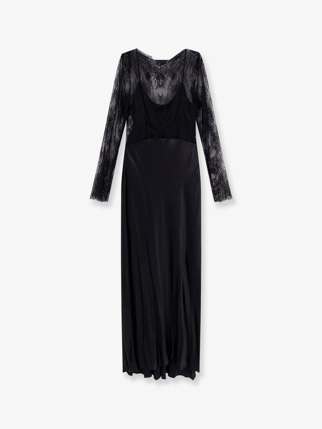 Alberta Ferretti Long Dress With Lace Insert Nero