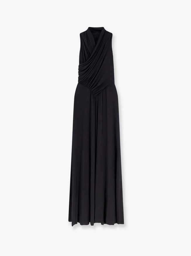 Alberta Ferretti Satin Long Dress Nero