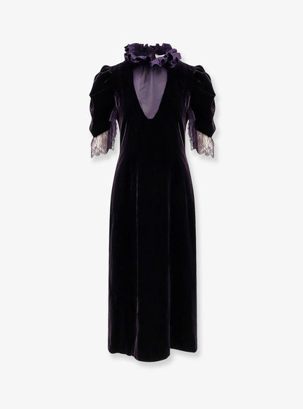 Alexander Mcqueen Velvet Dress With Silk Lining 42 Violet