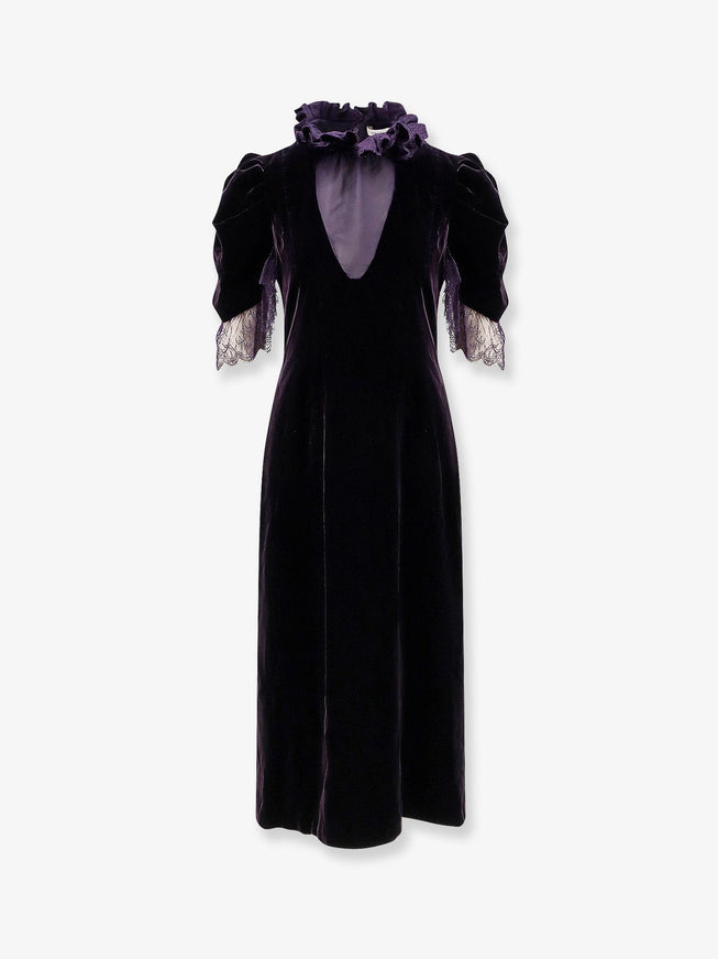 Alexander Mcqueen Velvet Dress With Silk Lining 42 Violet