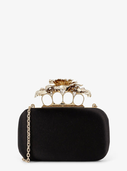 Alexander Mcqueen Carnation Clutch Satin Clutch Uni Black Gold