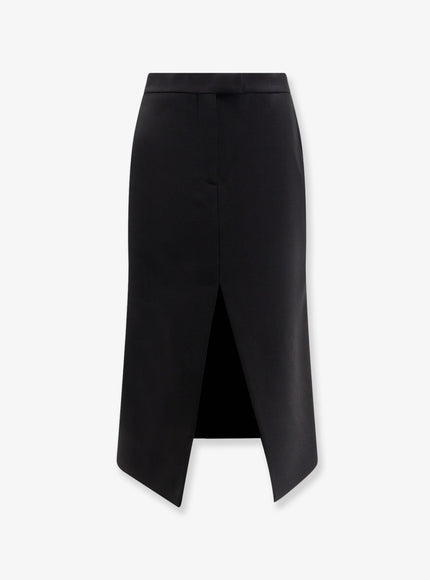 Alexander Mcqueen Midi Wool Skirt Black