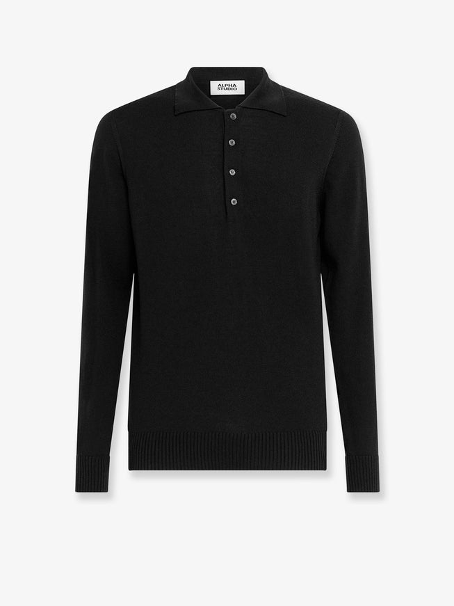 Alpha-Studio Wool Polo Shirt Nero