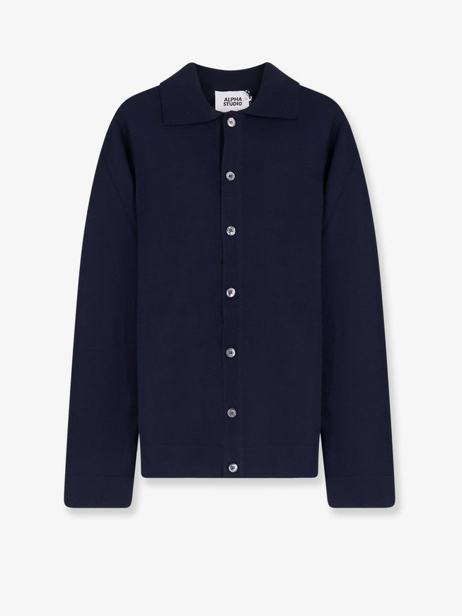 Alpha-Studio Wool Cardigan Blu Notte