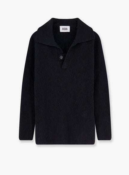 Alpha-Studio Wool Polo Sweater Nero
