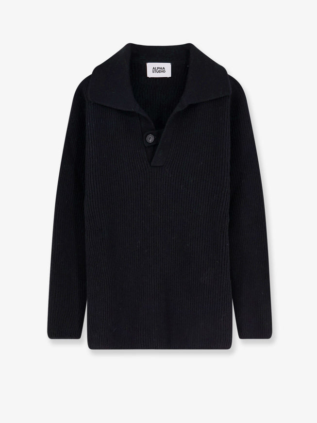 Alpha-Studio Wool Polo Sweater Nero