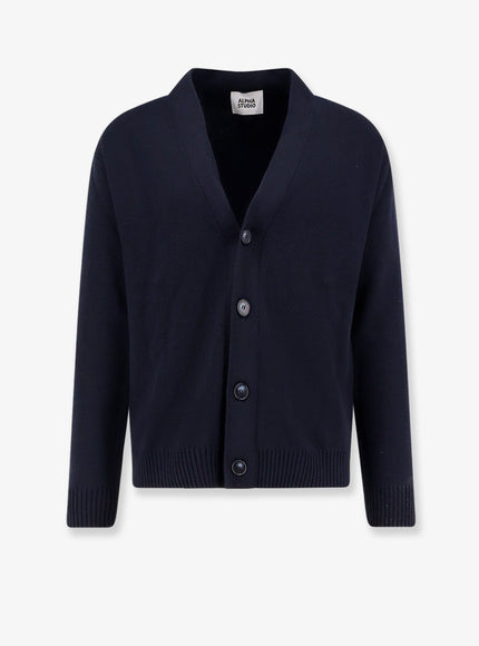 Alpha-Studio Wool Cardigan Blu Notte