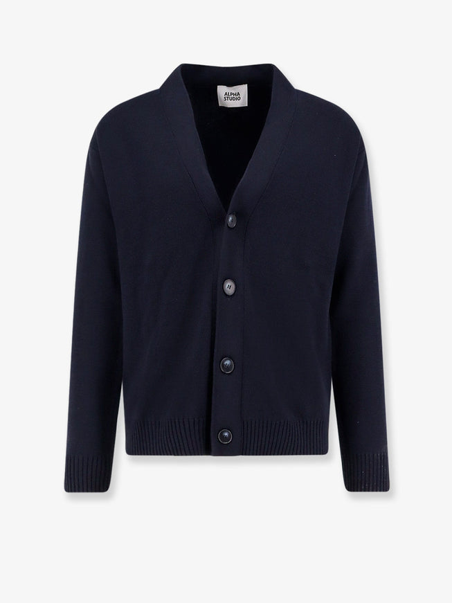 Alpha-Studio Wool Cardigan Blu Notte