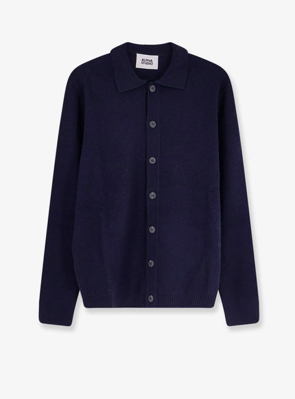 Alpha-Studio Wool And Cashmere Cardigan Blu