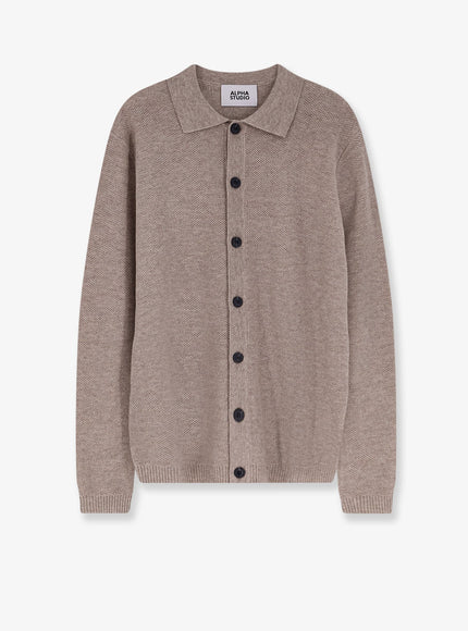 Alpha-Studio Wool And Cashmere Cardigan Beige