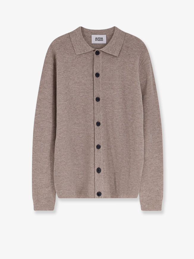 Alpha-Studio Wool And Cashmere Cardigan Beige