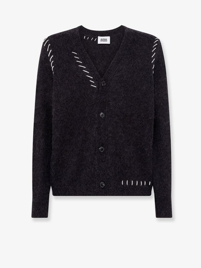 Alpha-Studio Wool Blend Cardigan Nero