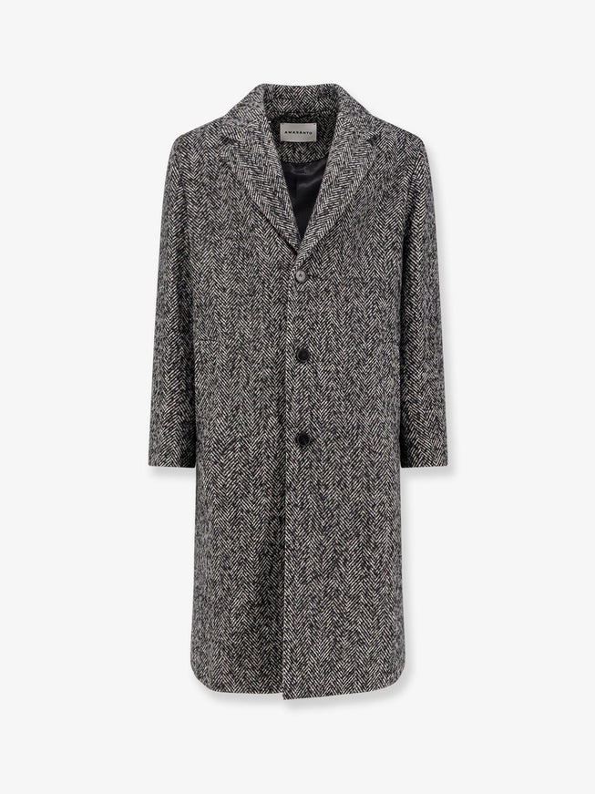 Amaranto Herringbone Pattern Wool Coat Sale Pepe