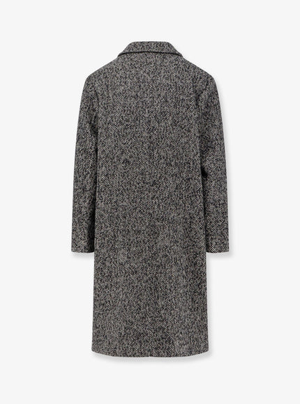 Amaranto Herringbone Pattern Wool Coat