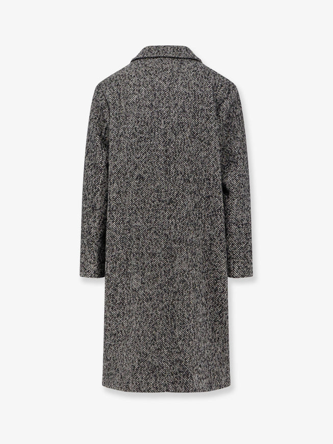 Amaranto Herringbone Pattern Wool Coat