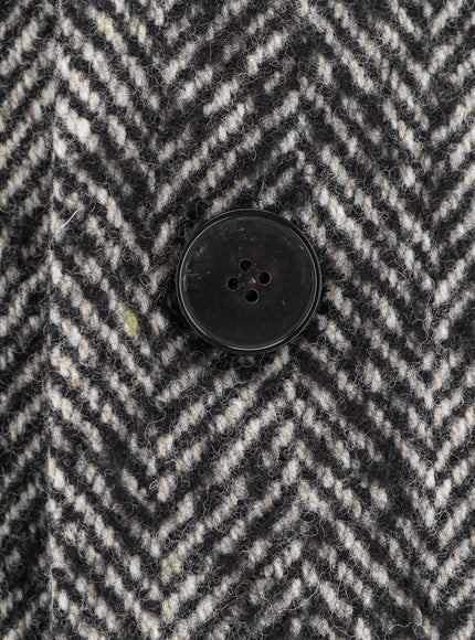 Amaranto Herringbone Pattern Wool Coat