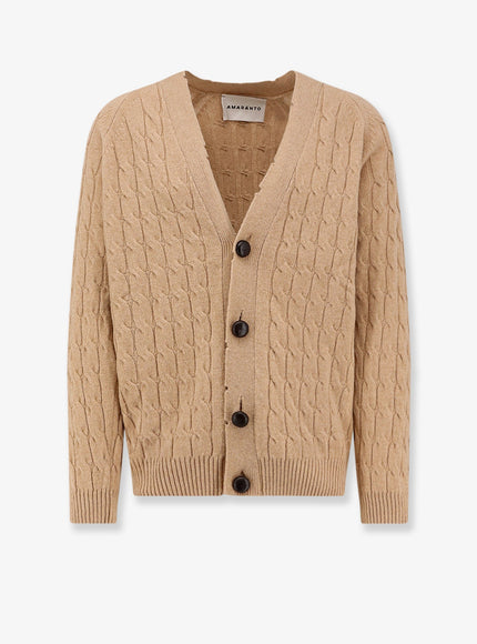 Amaranto Wool And Cashmere Cardigan Beige
