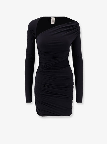 Amazuìn Pat Mini Dress With Drapery Uni Nero