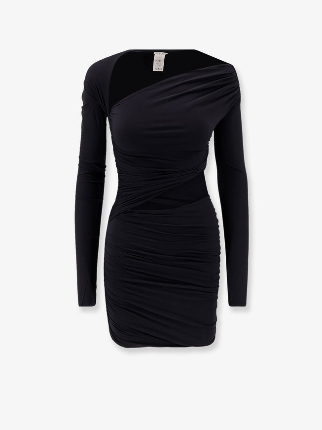 Amazuìn Pat Mini Dress With Drapery Uni Nero