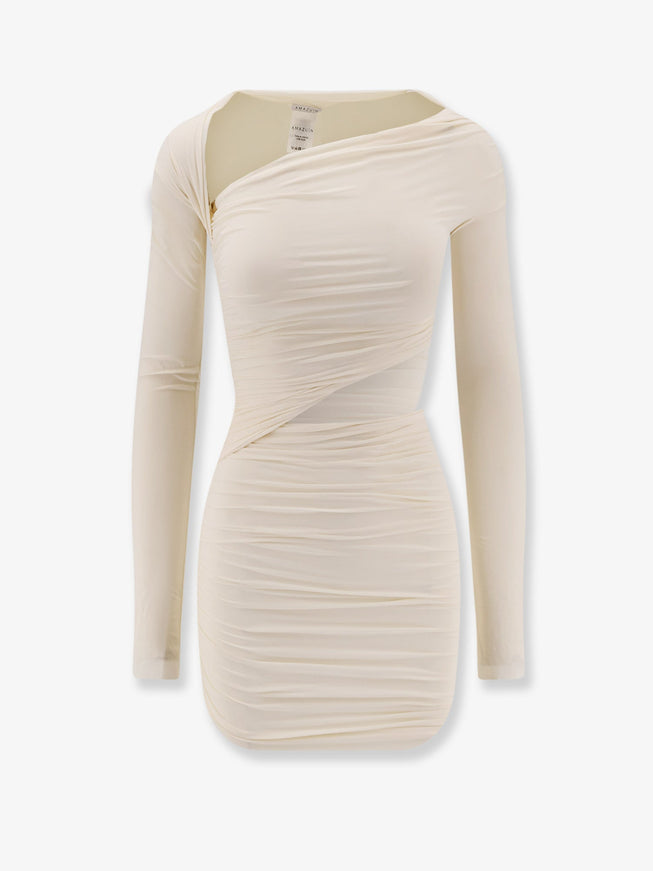 Amazuìn Pat Stretch Fabric Mini Dress Uni Avorio