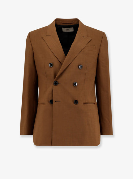Ami Paris Double-Breasted Wool Blazer Noisette