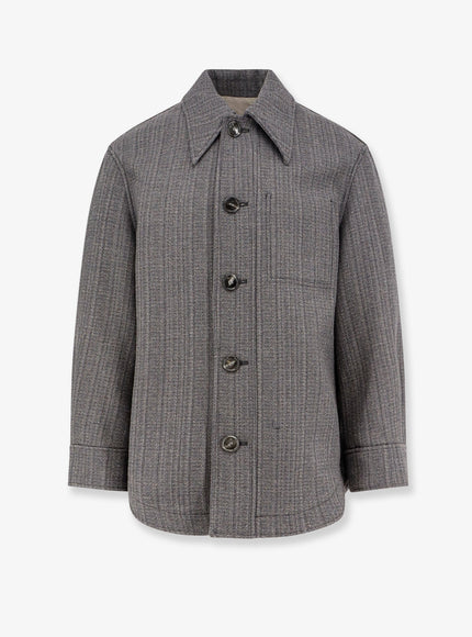 Ami Paris Wool Blend Overshirt Gris Ivoire