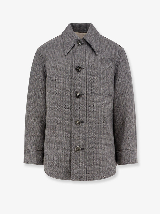 Ami Paris Wool Blend Overshirt Gris Ivoire