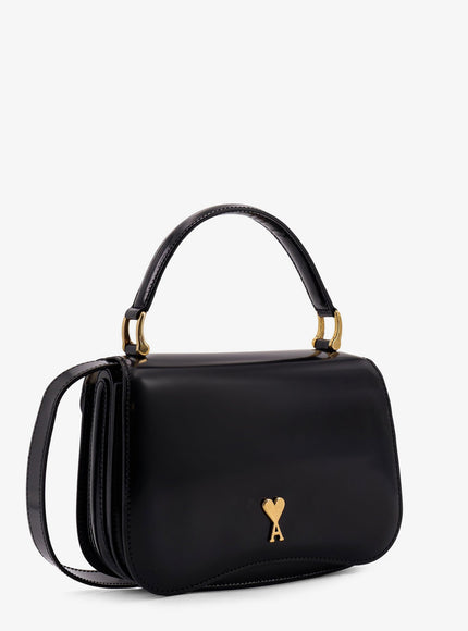 Ami Paris Leather Shoulder Bag With Monogram Logo