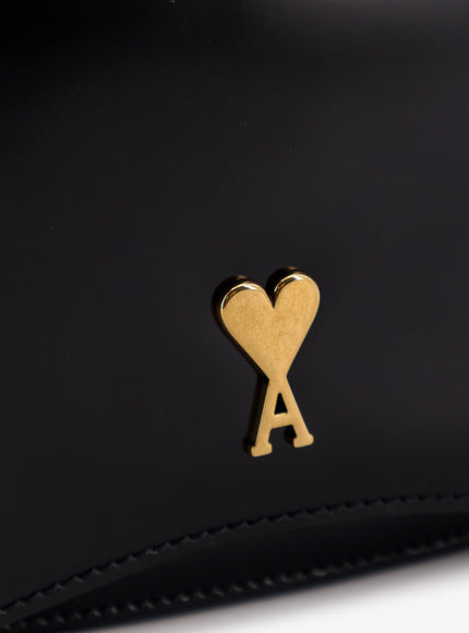 Ami Paris Leather Shoulder Bag With Monogram Logo