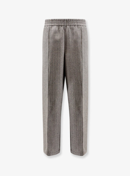 Ami Paris Virgin Wool Blend Trousers Gris Ivoire