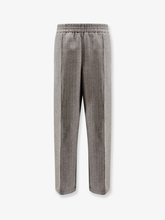 Ami Paris Virgin Wool Blend Trousers Gris Ivoire