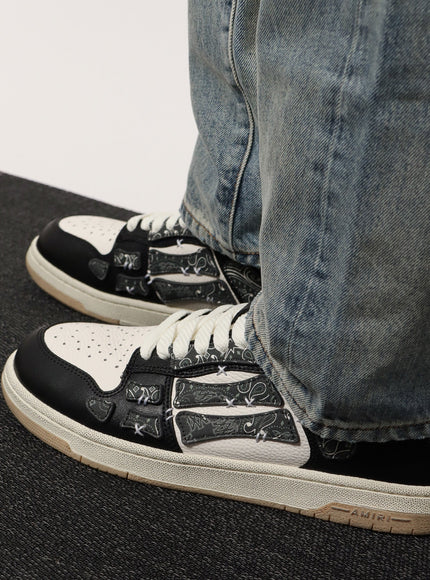 Amiri Bandana Skel Top Low Leather Low-Top Sneakers