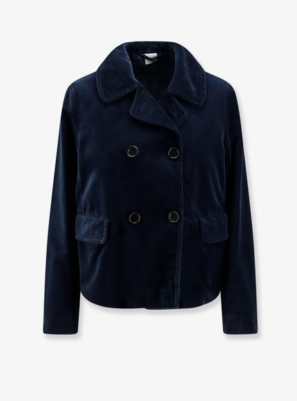Aspesi Double-Breasted Velvet Blazer Navy