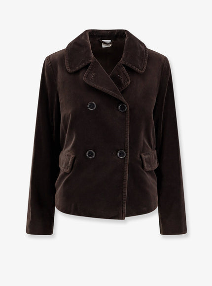 Aspesi Double-Breasted Velvet Blazer Testa Di Moro