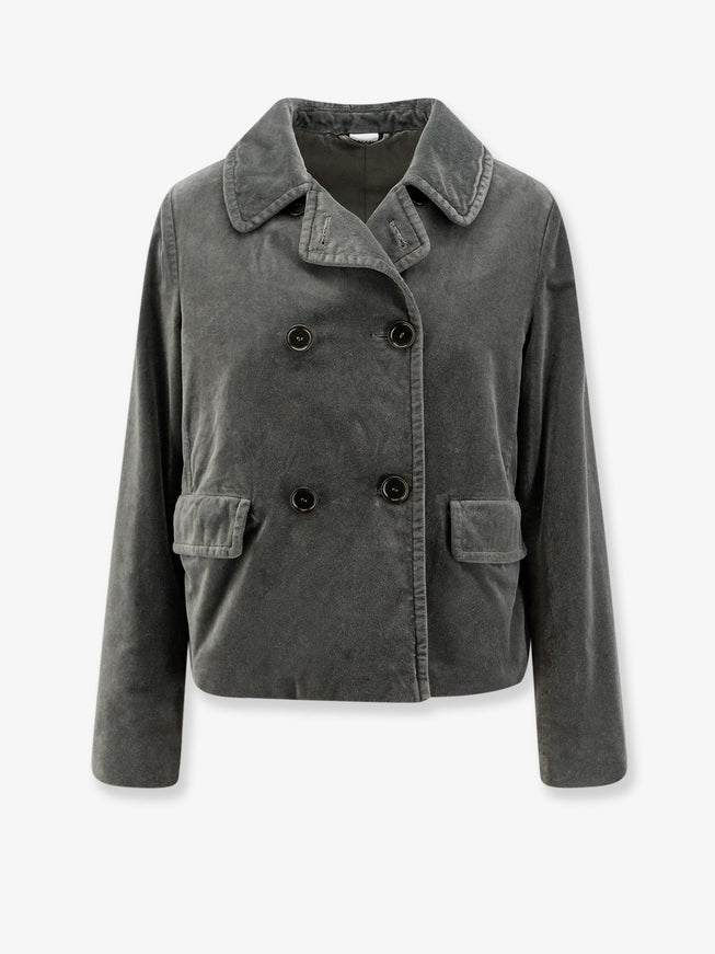 Aspesi Double-Breasted Velvet Blazer Grigio