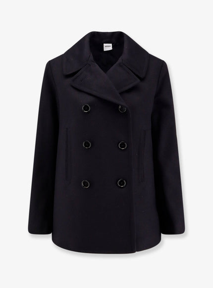 Aspesi Double-Breasted Wool Coat Navy