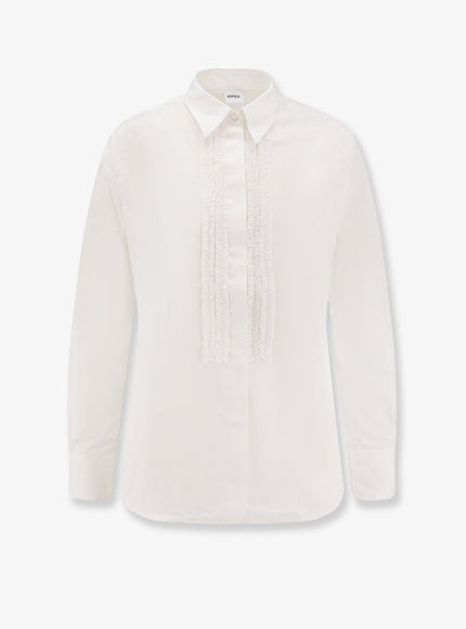 Aspesi Cotton Shirt With Ruffles Bianco