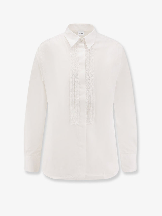 Aspesi Cotton Shirt With Ruffles Bianco