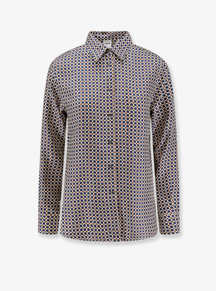 Aspesi Silk Shirt With Micro-Pattern Blu Avorio