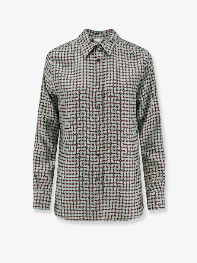 Aspesi Silk Shirt With Micro-Pattern Verde Marrone