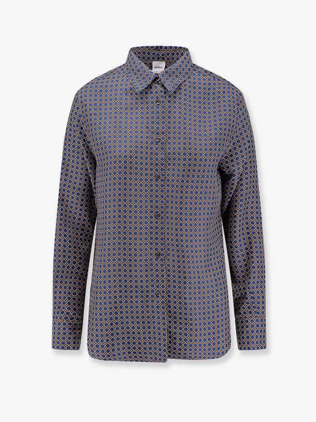 Aspesi Silk Shirt With Micro-Pattern Blu Marrone