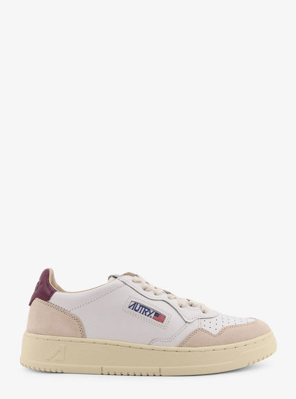 Autry Medalist Low Leather Low-Top Sneakers Bianco Bordeaux