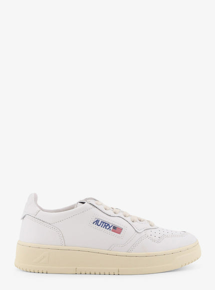 Autry Medalist Low Low-Top Leather Sneakers Bianco Bianco
