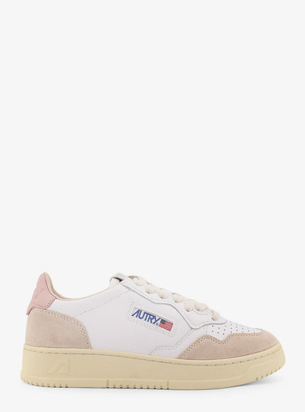 Autry Medalist Low Low-Top Leather Sneakers Bianco Rosa